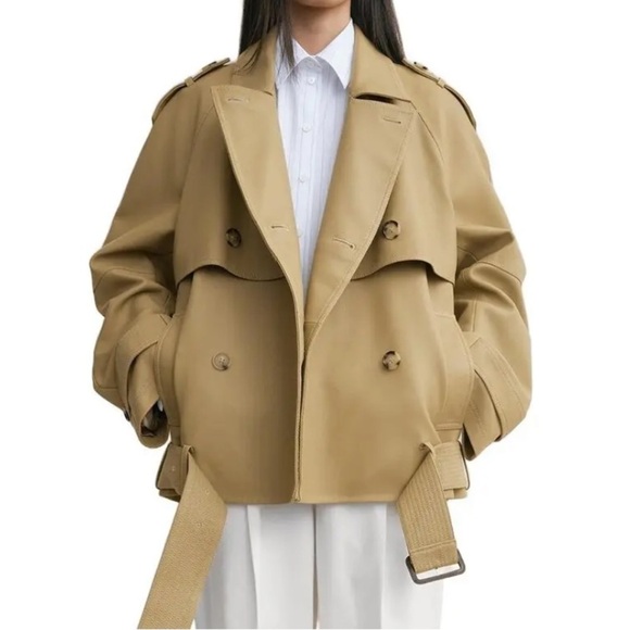 Toteme Jackets & Blazers - New Toteme Oversized Leather Trench Jacket Size 32